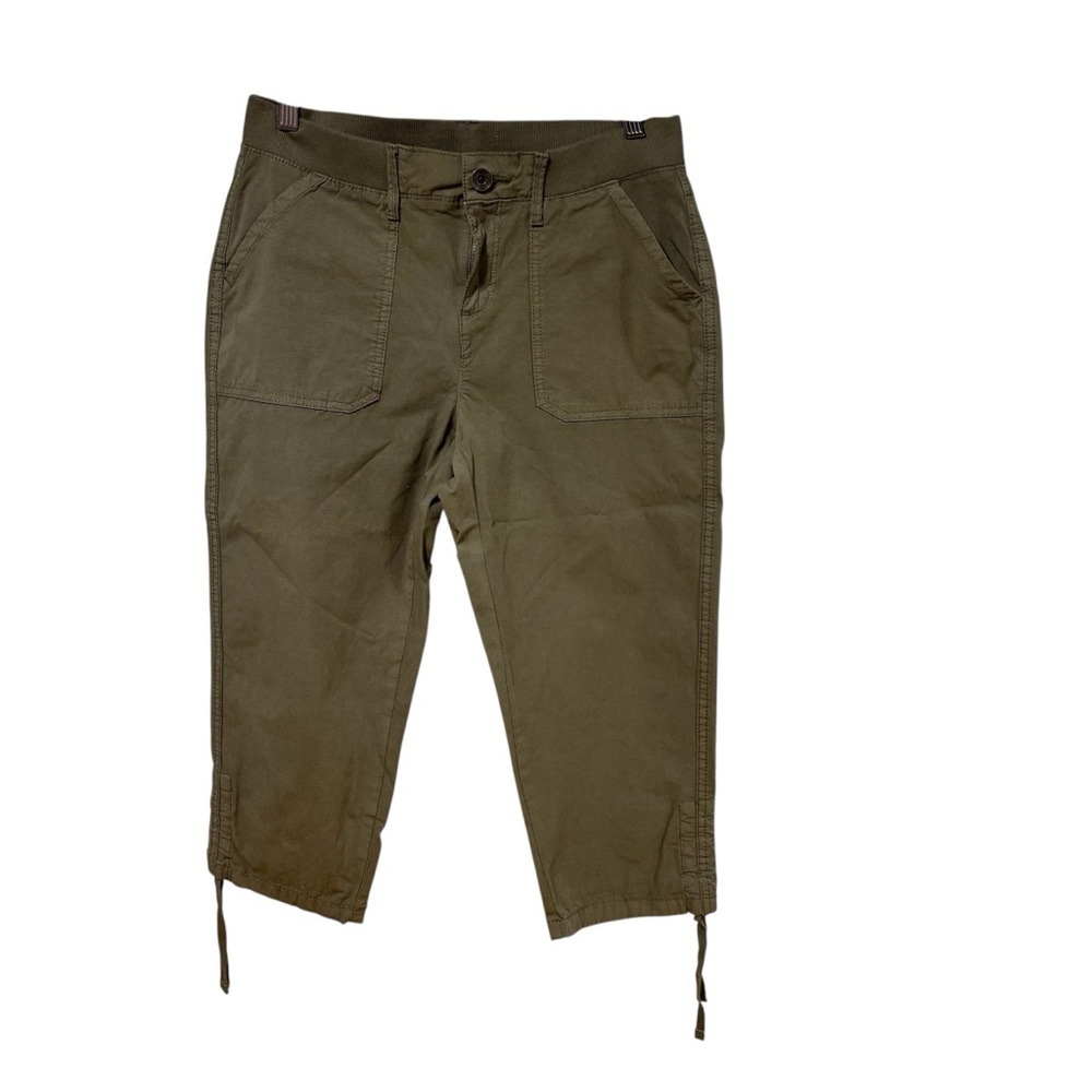 Style & Co‎ Olive  Cargo Capri Pants Petite 6P Utility Cropped Drawstring #180
